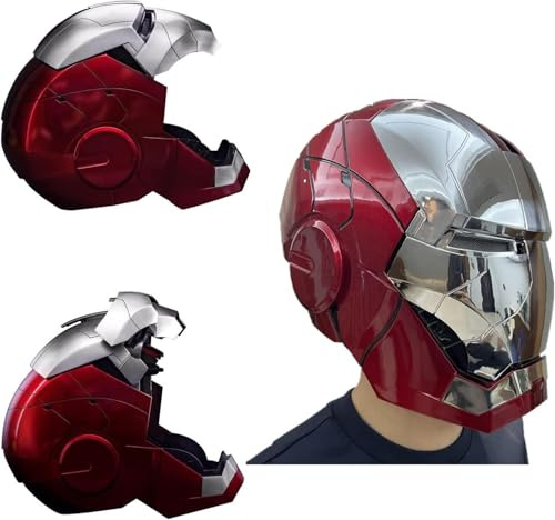 QCFGJBJK Cos Play Helmet Mk5 1:1 Wearable Superhero Helmet English Voice Control, Electric Opening and Closing Mask with Touch Sensor, Movie Role-playing Halloween