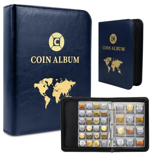 Album Coleccion de Monedas 600 Bolsillos,Libro para Coleccionar 2 Euros 4.5 x 4.5cm/3.5 x 3.5cm,Coleccionar Monedas Coin Album Euro Transparente,25.8 * 20 cm