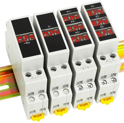 Medidor de voltaje y corriente de 18 mm for riel DIN, CA 80-500 V, 220 V, 380 V, 100 A, voltímetro amperímetro modular, indicador LED, comprobador de voltaje digital(HZ)
