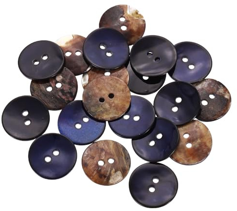 QUARKZMAN Natürliche Muschelknöpfe, 20mm 2 Loch Perlmutt Blazer Knöpfe | Nähhandwerk Muschelscheiben Für Hemden Nähen DIY Handwerk Dekoration, Dunkelblau, 20 Stück