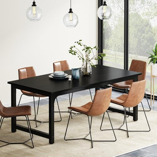 Tribesigns Matbord, industriellt köksbord för 4–6 personer, rektangulärt matbord för matsal, kök, vardagsrum, med robusta metallben, svart, 160 x 80 cm