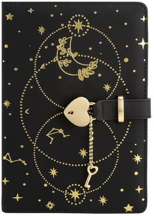 FIUTEKO Diario con Cerradura A5, Cuaderno con Llave en Forma de Corazón Tapa de PU Impermeable Papel Grueso de 80g Ideal cuaderno con cerradura para Niñas, Mujeres, Regalo, Escuela o Viajes