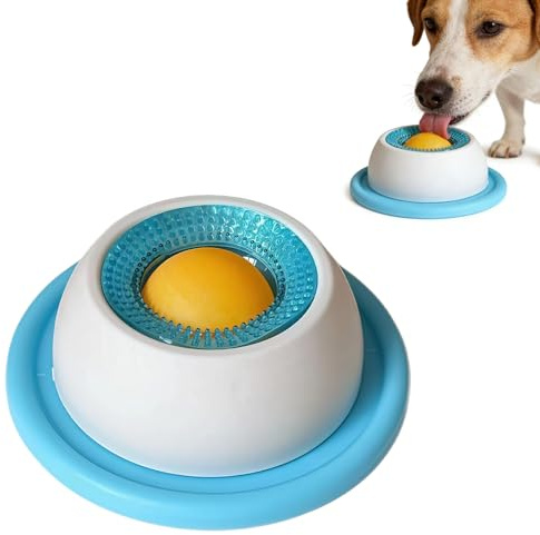 YEJAHY Palla per cani con ventosa, giocattolo interattivo per cani e gatti, giocattolo per cani e gatti, per alimenti bagnati, yogurt, antistress, cura dei denti, blu