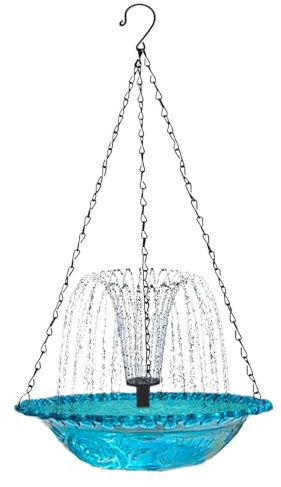 Bain pour Oiseaux - Design Artistique avec Pompe Solaire - Fontaine pour Oiseaux Sauvages extérieur,pour Perruches Colibris Terrasse Balcon Clôtures