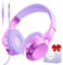 JYPS Auriculares para Niños y Niñas Con Cable - para Kindle/iPad/Fire Tablet/Escuela, 2-12 Años, Con Micrófono y Conector de 3,5 mm (Morado)