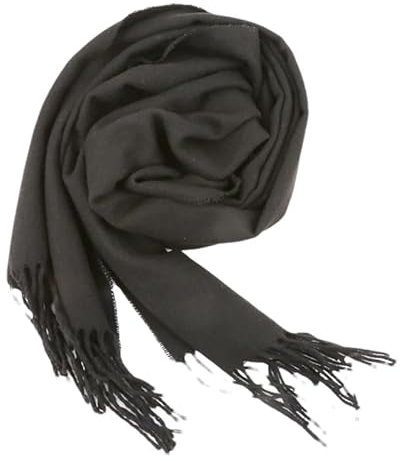 Hgvcfcv Wollschals, Winter, weich, warm, Kaschmirschal, verdickt, langer Schal, warmer Schal, einfarbig, für Damen und Herren, Schwarz , One size