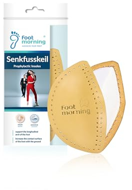 Foot Morning - Senkfusskeil Longitudinella Hålfotsinlägg (1 par) - Fårskinnsläder och Skumgummi Självhäftande Profilerat Mellanfotskilsinlägg - Inlägg för Känsliga och Trötta Fötter (35-37 EUR)