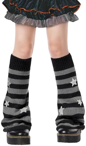 Moon Wood Leg Warmers for Girls Women Kawaii Harajuku Flared Knitted Leg Warmer Goth Cute Lolita Socks
