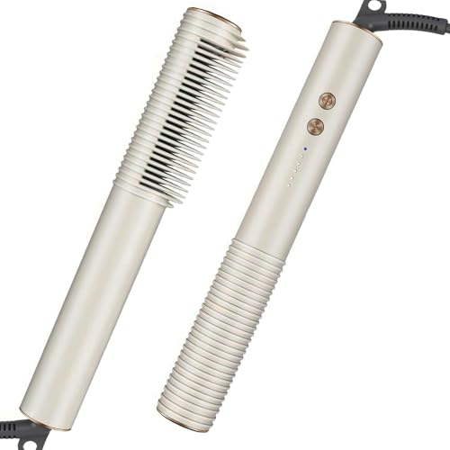 Spazzola per lisciare i capelli, pettine per capelli caldi, spazzola per lisciare arricciacapelli in ferro piatto 2 in 1 per donne, antiscottatura con riscaldamento rapido a 5 temperature