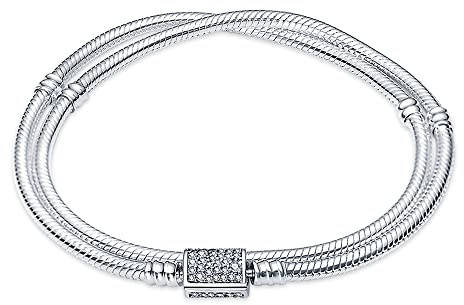 Pandach Armband Damen 925 Sterling Silber, Armbänder Moments Schlangen-Gliederarmband Armkette Valentinstag Muttertag Geburtstags Weihnachten Geschenk für Frauen Freundin Mama CMB051