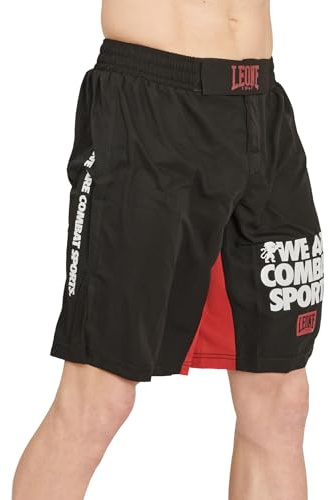 LEONE 1947 Pantaloncino MMA Logo WACS Nero e Rosso, L