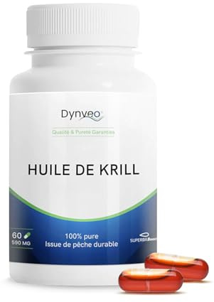 Huile de Krill Pure Superba Boost™ 590mg - Oméga-3 Phospholipidiques & Astaxanthine - Soutien Cœur, Cerveau & Vision - Pêche Durable - 60 Gélules Licaps® (1 à 2 mois) - Dynveo