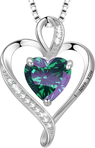 LAVUMO Collier Femme en Véritable Argent 925/Laiton Gravé I Love You Collier Pendentif Cœur Infini Bijoux Idee Cadeau Femme Cadeaux Anniversaire Saint Valentin Fete Des Mere