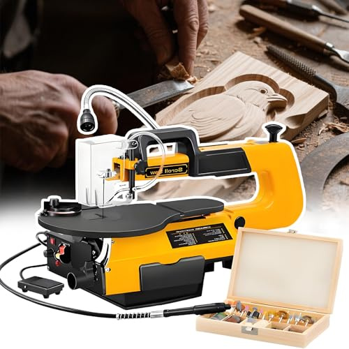 Sega Traforo A Velocità Variabile Da 16 Pollici, Utensile La Lavorazione Del Legno Da 180 W Con Motore Da 550-1600 Giri/Min, Piano Inclinabile Da 0 A 45° Tagli Di Precisione Multifunctional