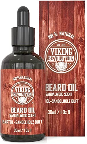 Viking Revolution - Bartöl - Macht Weich, Schützt und Stärkt - Natürliches Argan- und Jojobaöl - Bartöl Herren - Geschenke Für Männer - Sandelholz - 30 ml