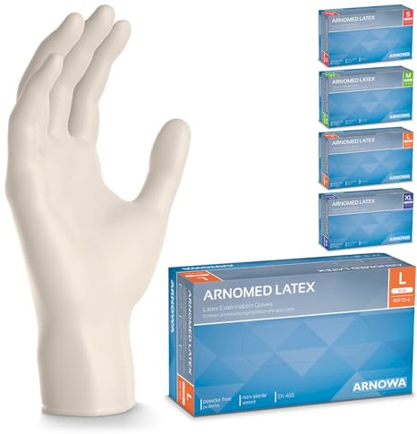 1000x ARNOMED® Einweghandschuhe puderfrei L, Latexhandschuhe Weiß | Handschuhe Latex Einweg, Putzhandschuhe, Latex Handschuhe, Einmalhandschuhe / Einweg-Handschuhe in XS, S, M, L & XL