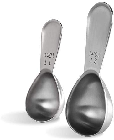 U-Taste 18/8 Edelstahl Kaffeelöffel Portionierer, Langlebiger Messlöffel mit Kurzem Dicker Griff zum Schöpfen von Kaffee Teepulver Zuckermehl, 1 Esslöffel & 2 Esslöffel (15ml & 30ml)