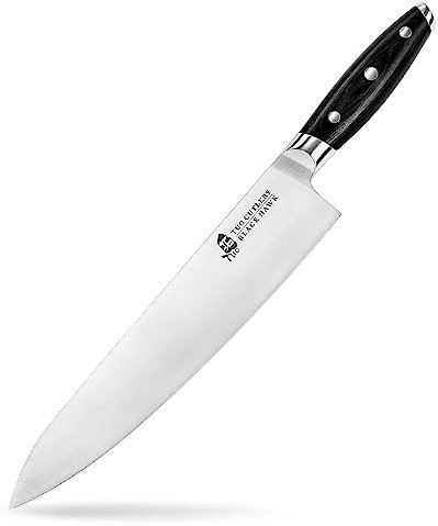 TUO Cuchillos Cocina, Cuchillo Chef Ultra Afilado de 25 cm, Cuchillos Cocina Profesional de Acero Inoxidable con Alto Contenido de Carbono, Mango ergonómico de Pakkawood, Serie Black Hawk