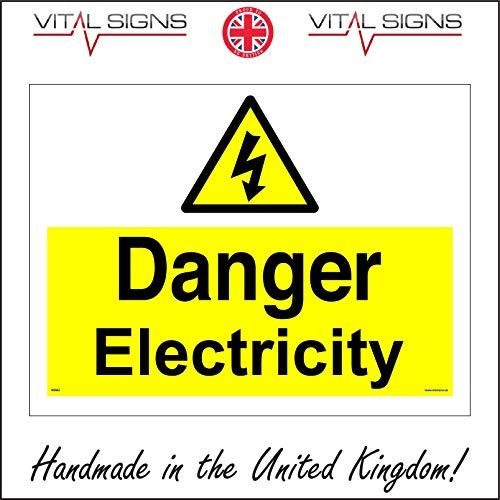 WS963 Danger Electricity Electrical Hazard of Death Warning Shock Risk Sign 200mm x 150mm Sticker/Sav - White Background
