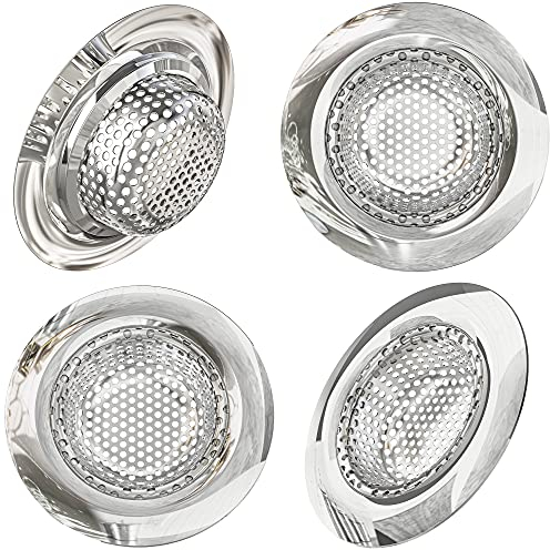 Kitchen Helpis® Edelstahl Abflussieb ∅ 7cm, rostfreies Haarsieb, 4er-Set, Abfluss Sieb feinmaschig, Haarsieb Dusche, Sieb für Spülbecken, Abflussieb Küche, Abflusssieb Badewanne, Abflussieb Dusche