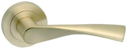 AZERODESIGN -Manetas Puertas Interior Casa -Manillas Puertas Interior -Juego de Manivelas MAR con Roseta Redonda -Diámetro 5 cm -Largo Manivela 12 cm -Color Laton Mate