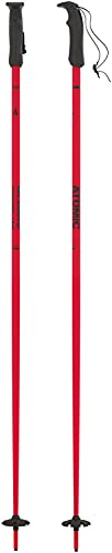 ATOMIC AMT Ski Poles, 3-Star Aluminium Ski Poles, Ergonomic Handle on the Pole, Adjustable Hand Strap, Poles with 60 mm Slope Plate – Red, Length 125 cm