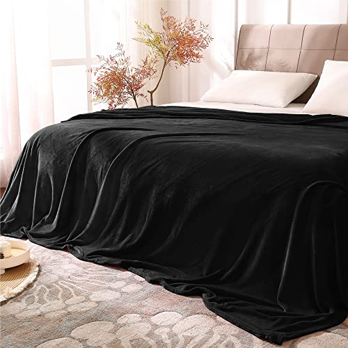 BEDELITE Fleece Blanket Soft Plush King Size Bed Blanket Black 108x90