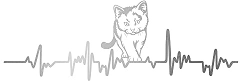 Aufkleber Herzschlag Tiere Breite 27cm Lifeline Heartbeat Deko Sticker Selbstklebend für Auto Kühlschrank Laptop Autoaufkleber K150 (Silber, 17 Katze)