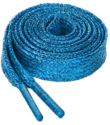 Allegra K Glitter Shiny Metallic Sparkling Shimmery Flat Sneakers Shoelace Shoe Laces Strings 130cm/51.18 Blue