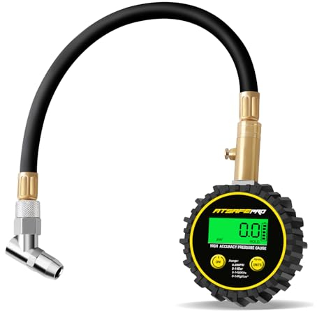 Digitaler Reifendruckprüfer 200 PSI,ATsafepro Reifendruckmesser mit flexiblem Schlauch und Hintergrundbeleuchtung LCD Display,Digitaler Luftdruckprüfer Auto zertifiziert für Auto, LKW, SUV, Motorrad