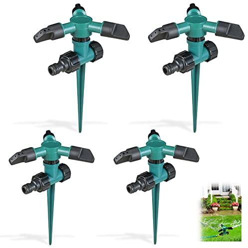WZYTEU 4 Stück Rasensprenger, Sprinkler 360° Rotierende für Gartenbewässerungssysteme und Pastorale Bewässerung Verwendet Werden, Erdungsstecker