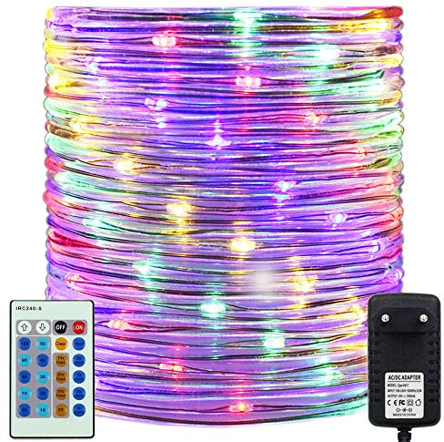 RcStarry Durchmesser 3mm Lichtschlauch Außen, 50M 500 LEDs Schlauch lichterkette IP67 Wasserdicht, Strombetrieben Lichtschlauch mit Fernbedienung für Innen/Außen, Hochzeit, Garten Dekolicht - Bunt