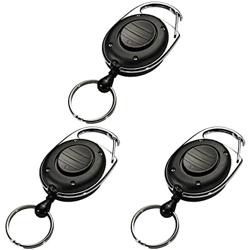 Durable 819801 Style LED Enrouleur Yoyo Longueur 80 cm Attache Ceinture avec Anneau Prisonnier Porte-clés + Eclairage LED, Paquet de 3