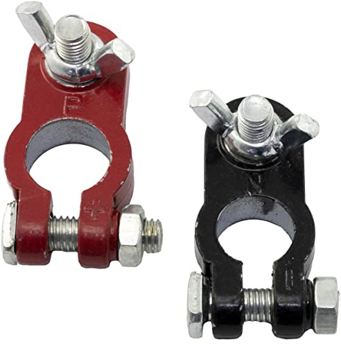 AERZETIX - C64540 - Satz von 2 positiven und negativen Anschlussklemmen für 12V-batterien - terminal adapter cable electric car pannenhilfe auto start - farbe schwarz/rot