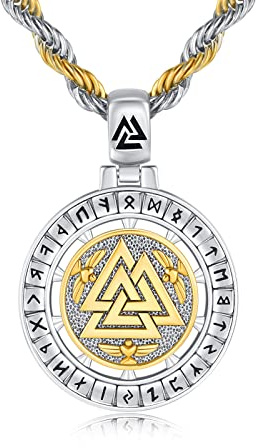 YueYuan Wikinger Valknut Halsketten für Männer 925 Sterling Silber Nordischer Valknut Rune Anhänger Wikinger Schmuck für Talisman