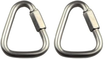 Karbinhake i rostfritt stål, 2 st triangel karbinhake snabbanslutning slitstark för camping, vandring, resor, fiske, ryggsäck (8 mm)