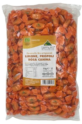 Lemuria - Caramelos Orgánicos Artesanales - Beneficiosos para el bienestar de las vías respiratorias, Sabor Agradable - Limón, Propóleo, Rosa Mosqueta - 1 kg