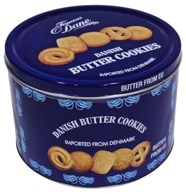 Danish Butter Cookies Assortment with sticker - Luxury Festive Biscuits For Sharing - Biscuit Hamper For Families Adults Kids - Christmas Secret Santa