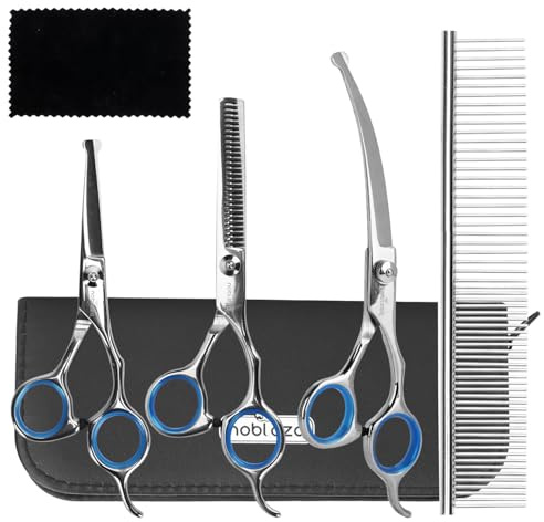 Nobleza 5 in 1 Dog Grooming Scissors Kit with Professional,Safety Round Tip