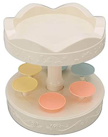 ETAINGYEUN 2-stöckiger Cupcake-Ständer, 6 Tabletts, automatisch rotierende Dessertmaschine, Musiksteuerung, Hochzeitsfeier (weiß)