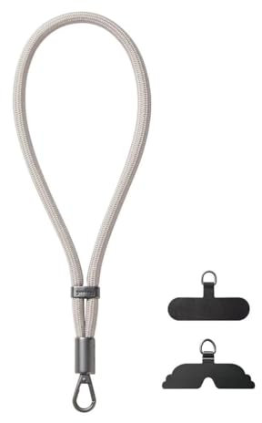 GOODAYY Cordini da Polso Regolabili per Telefono, Elastico Regolabile Cinturino da Polso del Telefono con Patch in Metallo e Nylon, Universale del Telefono Accessori (Metallo grigio pallido, Grigio)