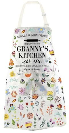 JTOUK Delantal de cocina para abuela, regalo de cocina, el mejor regalo para abuela, regalo de cocina para abuela, Delantal de la abuela UE, 30 x 27