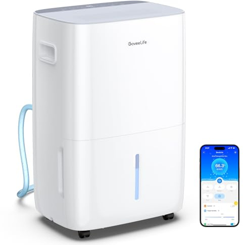 GoveeLife Dehumidifier for Home 4,500 Sq. Ft. 50 to 137 Pint with Pump, Drain Hose, Smart Dehumidifier for Basement with Humidity Control, Auto Shut Off/Defrost, 5 Modes, Bedroom, Bathroom, Garage