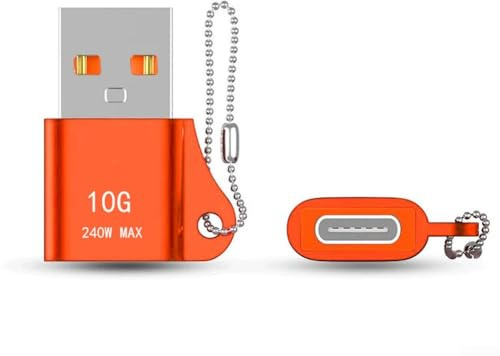 SPORTARC Adaptateur USB C vers USB A 240 W avec porte-clés, parfait pour un usage quotidien et une connectivité facile des appareils (orange)