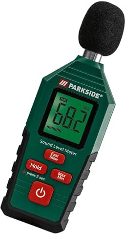 PARKSIDE Dezibel-Messgerät, Digital Sound Level Meter, 30-130 dB Messbereich, LCD-Display mit Hintergrundbeleuchtung