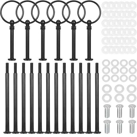Slvoaujtk Das 6-Teilige Etageren Stangen Set in Etagere Schwarz Ist Ein Praktischer Obstteller Dank Der Etagere Stangen Lässt Es Sich Mehrstöckig Nutzen - Ideal für Familienessen Partys Usw