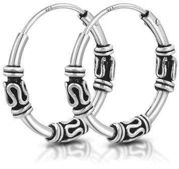 Unique Gems Keltische Creolen 925 Sterling Silber Ø 17mm Celtic Tribal Hoop Ohrringe Ohrpiercing Unisex Silberohrringe (2 Stück)