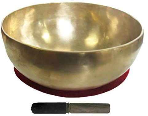 Therapeutische UNIVERSAL KLANGSCHALE ca. 3000g 26-32cm Handarbeit Nepal 3-tlg Klangmassage Set Klangtherapie + Entspannung + Meditation mit Kissen + Klöppel. 70221-10