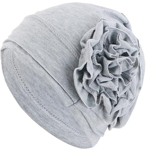 Heyjoin Cotton Chemo Turban Soft Cancer Headwear Comfortable Elastic Hat for Women with Hair Loss-Grey