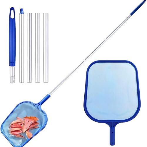 EAZHOP Pool Kescher, 160 cm lang-Teichkescher mit Teleskopstange, Feinmaschig - Für Teich,Spas,Algenkescher Nylon-Netz, Algen & Bestway Pool